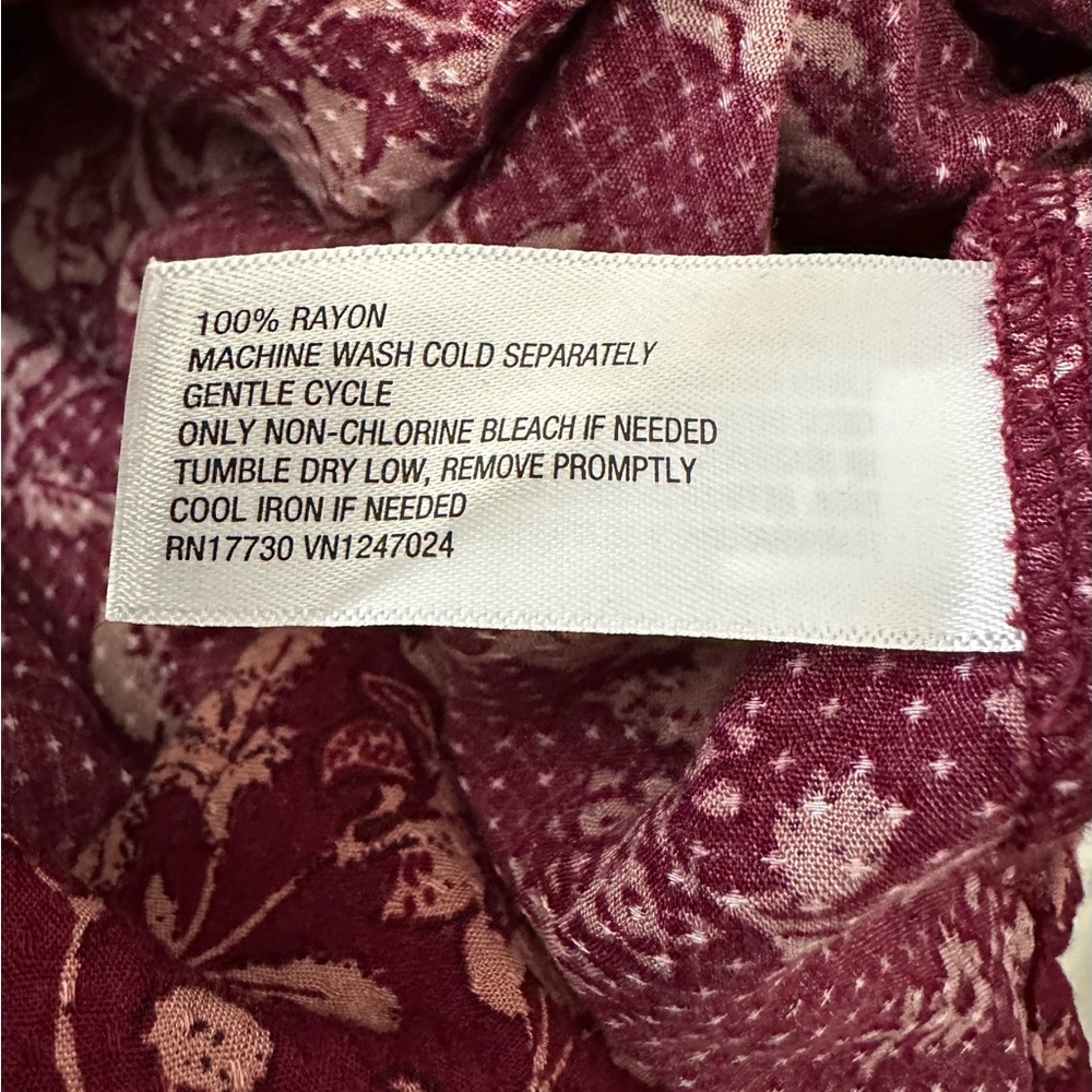 Knox Rose Burgundy Floral Midi Dress Boho Long Sleeve Surplice Neckline Size S - Picture 15 of 15